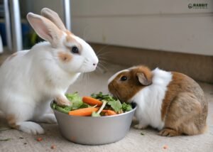 Indoor rabbit eating